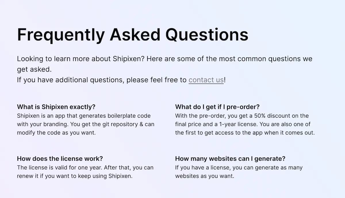 Landing Page FAQ Component